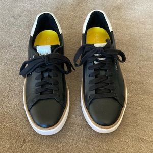 Cole Haan GrandPro Topspin black leather platform sneakers, size 5B